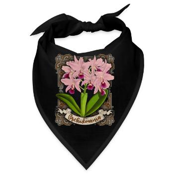 Antike Orchideen Illustration, vintage Orchidee - Bandana - Schwarz - Vorne