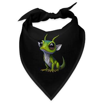 Gamer's Perfect Illustration - Cute Colorful Gekko - Bandana - Schwarz - Vorne