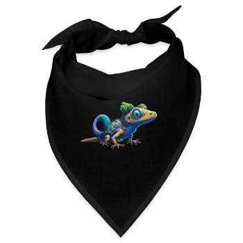 Gamer's Perfect Illustration - Cute Colorful Gekko - Bandana - Schwarz - Vorne