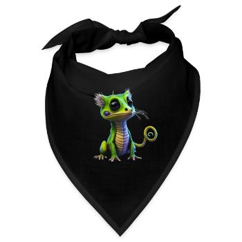 Gamer's Perfect Illustration - Cute Colorful Gekko - Bandana - Schwarz - Vorne