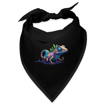 Gamer's Perfect Illustration - Cute Colorful Gekko - Bandana - Schwarz - Vorne