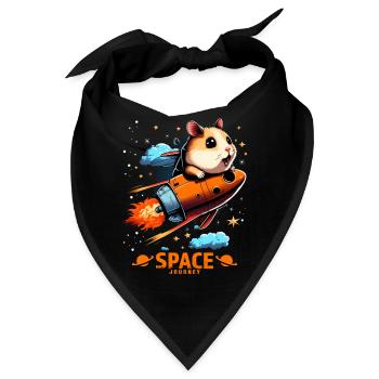 Weltraum Hamster Hamsterliebhaber Weltall Design - Bandana - Schwarz - Vorne