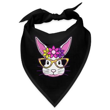 Hasengesicht Cooler Osterhase mit Brille - Bandana - Schwarz - Vorne