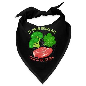 Brokkoli, Steak, lustiger Spruch für Fleischesser - Bandana - Schwarz - Vorne