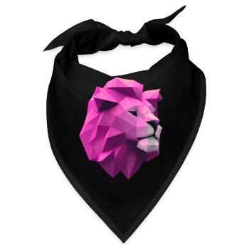 Löwe pink Low Poly Art - Bandana - Schwarz - Vorne