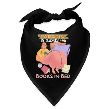 Buch, Bücher im Bett lesen, Bücherwurm Boho-Stil - Bandana - Schwarz - Vorne