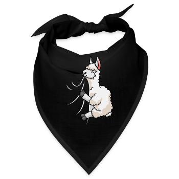 Hungriges Lama Beisst in Shirt Lustiges Lama - Bandana - Schwarz - Vorne
