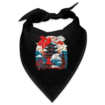 Asia Tempellandschafts Kunst - Bandana - Schwarz - Vorne