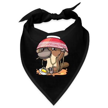 Kawaii Schnabeltier Mit Ramen Nudeln - Bandana - Schwarz - Vorne