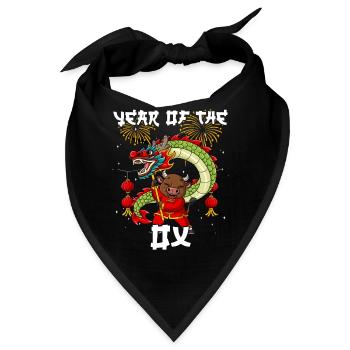 Jahr Des Ochsen Mondneujahrsfest Chinesisches - Bandana - Schwarz - Vorne