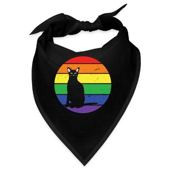 Regenbogenkatze Homosexuell LGBTQ Regenbogen LGBT Pride Monat - Bandana - Schwarz - Vorne