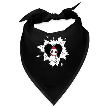 Panda mit Weihnachtsmütze schaut aus zerrissenem - Bandana - Schwarz - Vorne