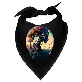 Natur Spirituell Baum Abstrakt Geistreich Design - Bandana - Schwarz - Vorne