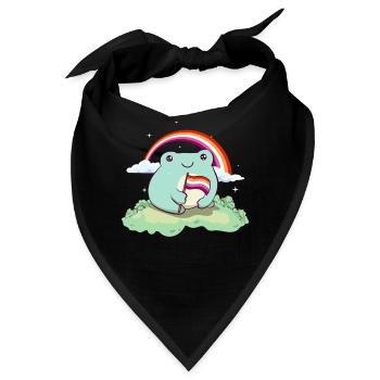 Lesben Stolz Flagge Netter Frosch Subtil LGBTQ - Bandana - Schwarz - Vorne