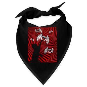 Weirdcore Aesthetic Schwarze Katze Augäpfel Flügel - Bandana - Schwarz - Vorne