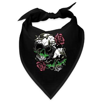 Demiromantisch Stolz Flagge Totenkopf Rosen Subtil - Bandana - Schwarz - Vorne