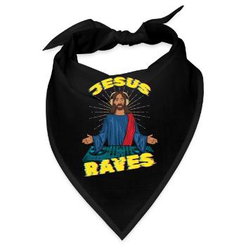 Jesus Raves DJ Raver Rave Hard Techno Dark Tekno - Bandana - Schwarz - Vorne