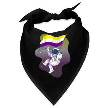Nicht binär Stolz Flagge Raum Astronaut Subtil LGB - Bandana - Schwarz - Vorne