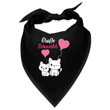 Große Schwester 2023 Katzen Ballon Herz - Bandana - Schwarz - Vorne