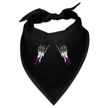 Asexual Pride Ace Flag Devil Horn Skeleton Subtle - Bandana - Schwarz - Vorne