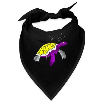 Nicht binär Stolz Flagge Meeresschildkröte Subtil - Bandana - Schwarz - Vorne