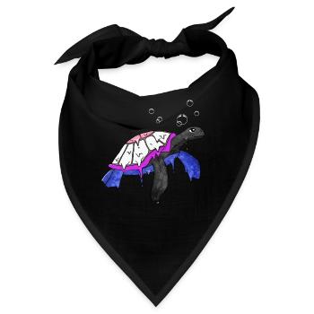 Gender Fluid Stolz Flagge Meeresschildkröte Subtil - Bandana - Schwarz - Vorne