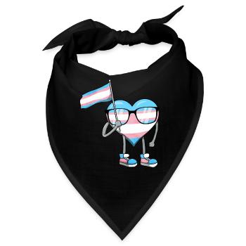 Transgender Stolz Trans Flagge Herz Sublte LGBTQ - Bandana - Schwarz - Vorne