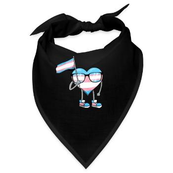 Transgender Stolz Trans Flagge Herz Sublte LGBTQ - Bandana - Schwarz - Vorne
