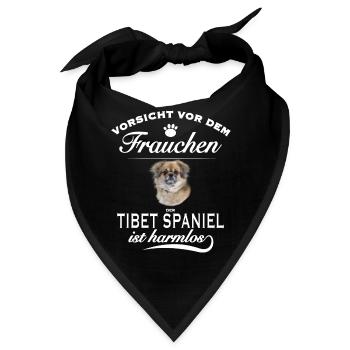 Vorsicht vor dem Frauchen, harmlos - Tibet Spaniel - Bandana - Schwarz - Vorne