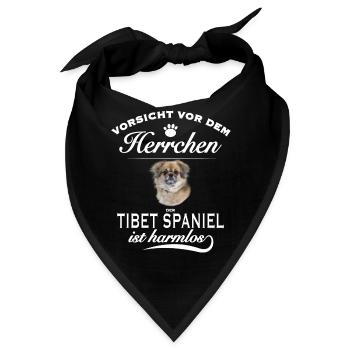 Vorsicht vor dem Herrchen, harmlos - Tibet Spaniel - Bandana - Schwarz - Vorne