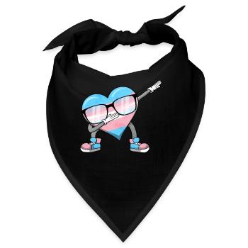Transgender Stolz Trans Flagge Tupfen Herz Sublte - Bandana - Schwarz - Vorne