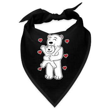 Eisbär Familie - Eisbär mit Baby - Bandana - Schwarz - Vorne