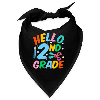 Hallo 2. Klasse Zweite Klasse Zweitklässler - Bandana - Schwarz - Vorne