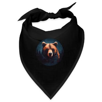 Illustration eines Bären Wald minimalistischen - Bandana - Schwarz - Vorne
