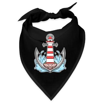 Anker Leuchtturm Mix Motiv - Bandana - Schwarz - Vorne