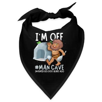 Man Cave, Comic Neandertaler, lustiger Spruch - Bandana - Schwarz - Vorne
