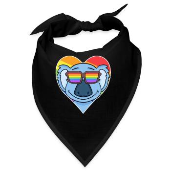 Regenbogen - Koala mit Brille und Herz - Bandana - Schwarz - Vorne