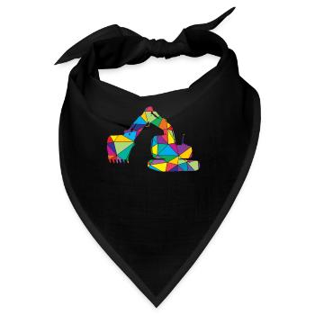 Low Poly Bauwesen Poly Bagger - Bandana - Schwarz - Vorne