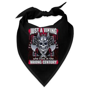 Wikinger Krieger, lustiger Spruch, Cartoon-Stil - Bandana - Schwarz - Vorne