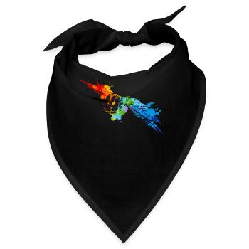 Sprühfarbe Eule Bunte Eule - Bandana - Schwarz - Vorne