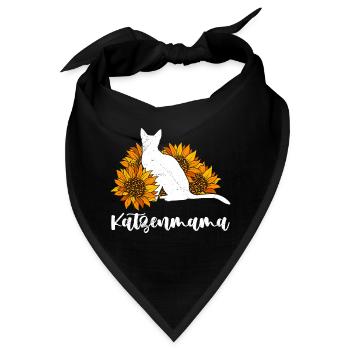 Katzenmama Sonnenblumen Katzenliebhaberin - Bandana - Schwarz - Vorne