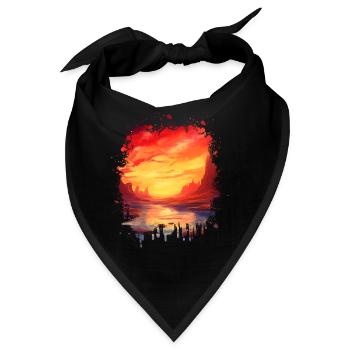 Malerische Fantasy-Landschaft: Sonnenuntergang - Bandana - Schwarz - Vorne