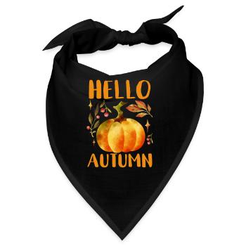 Hallo Herbst Blätter Herbst Floral Kürbis Blumen - Bandana - Schwarz - Vorne