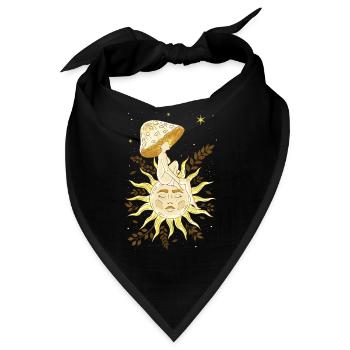 Whimsigoth Cottagecore Mushroom Girl Sun Witchy - Bandana - Schwarz - Vorne