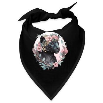 Floral Black Leopard Watercolor Flower Crown Graph - Bandana - Schwarz - Vorne
