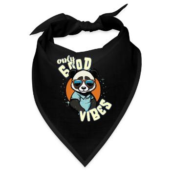Only Good Vibes: Good Life Panda mit Sonnenbrille - Bandana - Schwarz - Vorne
