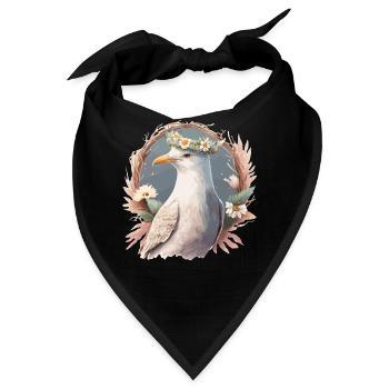 Seagull Bird Flower Crown Floral Seabirds - Bandana - Schwarz - Vorne