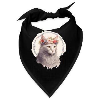Cute Turkish Angora Cat Flower Crown Cats Pet Kitt - Bandana - Schwarz - Vorne
