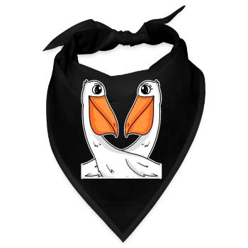 zwei Pelikane - Bandana - Schwarz - Vorne