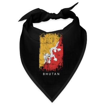 Souvenir Mit Der Landflagge Von Bhutan - Bandana - Schwarz - Vorne